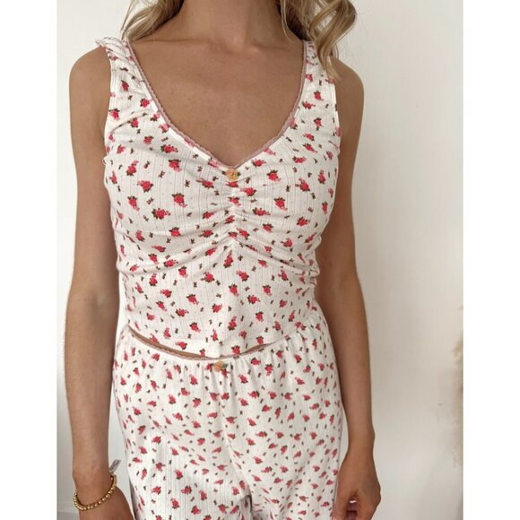 FREE PEOPLE Fresh In Love Lounge Set in Bluebird Combo Size X-Small - Picture 2 of 15